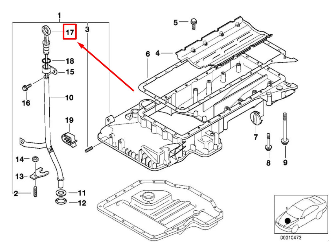 NEW BMW 5 E39 ENGINE OIL DIPSTICK 1438718 11431438718 ORIGINAL