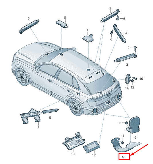 NEW AUDI Q8 4MN LEFT MOBILE PHONE ANTENNA BRACKET 4M8035525 ORIGINAL