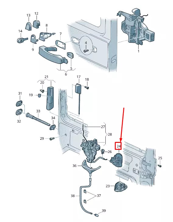 NEW VW MULTIVAN V 7EF MK5 LEFT SLIDING DOOR ROTARY LATCH LOCK 7E0843603E
