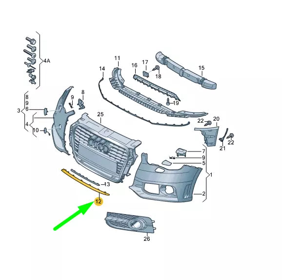 NEW AUDI A1 MK1 FRONT BUMPER SPOILER 8X0807061A1RR