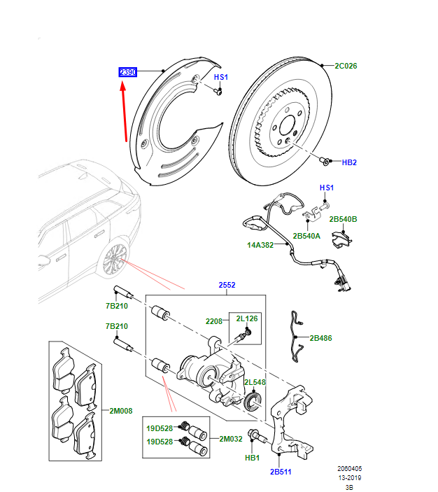 new lr range rover velar l560 rear left brake disc shield lr180367 original