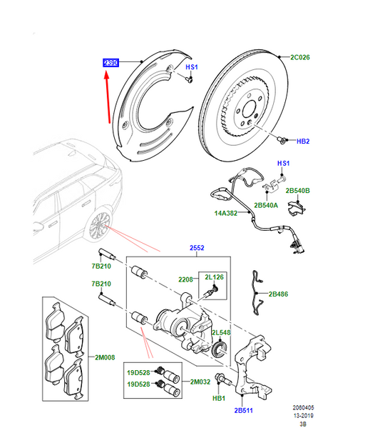 new lr range rover velar l560 rear left brake disc shield lr180367 original