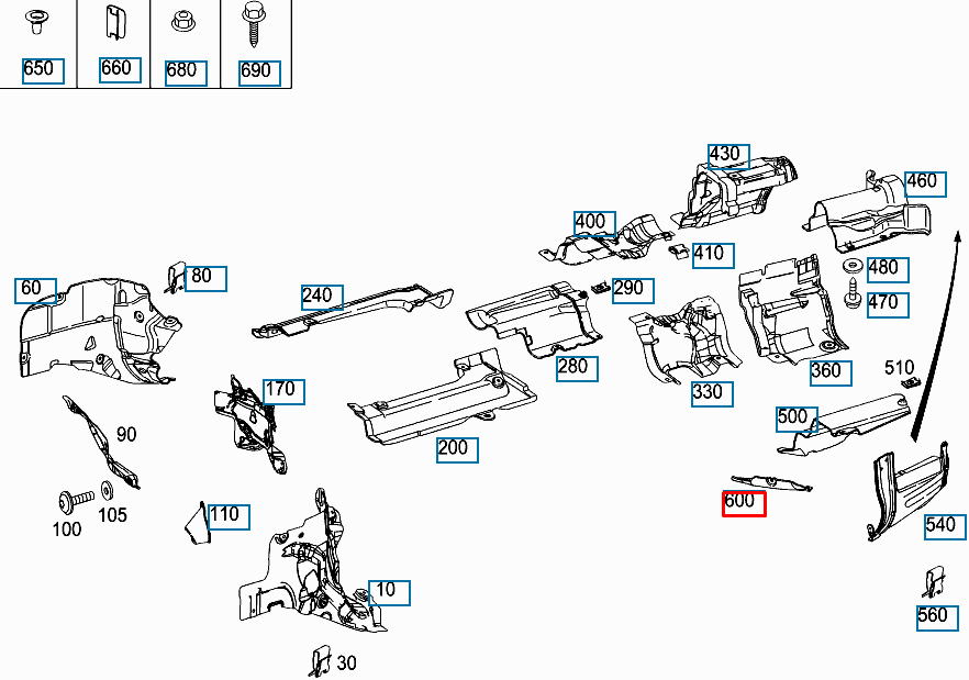 NEW MB C W204 RIGHT SPARE WHEEL TRAY HEAT PROTECTION A2046824671 ORIGINAL