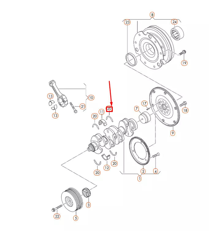 NEW AUDI A4 B8 CRANKSHAFT THRUST WASHER WHT000033 ORIGINAL