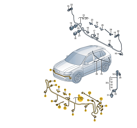 NEW VW TIGUAN AD1 FRONT BUMPER PARKING WIRING HARNESS 5NA971095BA ORIGINAL