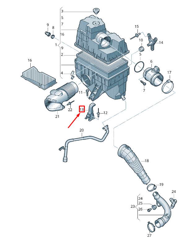 NEW VW TRANSPORTER VI T6 AIR FILTER BRACKET 7H0129671B ORIGINAL
