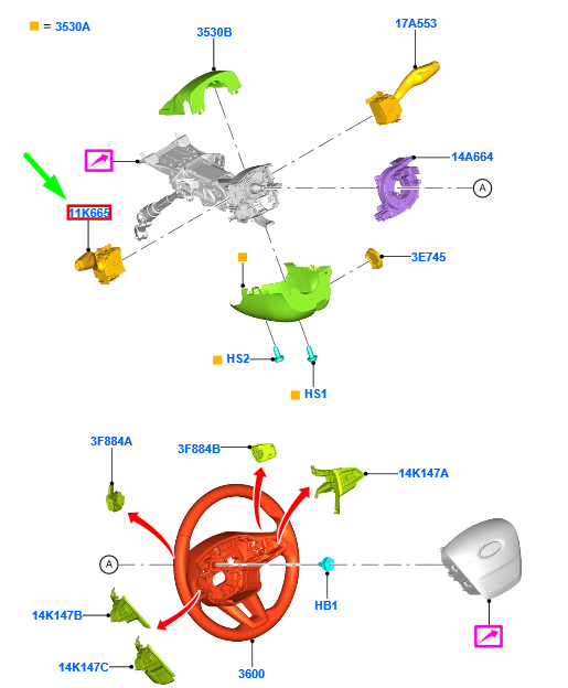 new ford grand c-max mk2 column switch turn indicator stalk 1883869 original