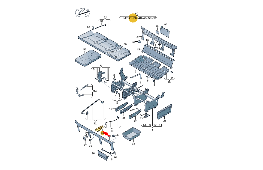 NEW VW TRANSPORTER VI T6 FURGON BACKREST ADJUSTMENT HANDLE 7E5885639C9B9