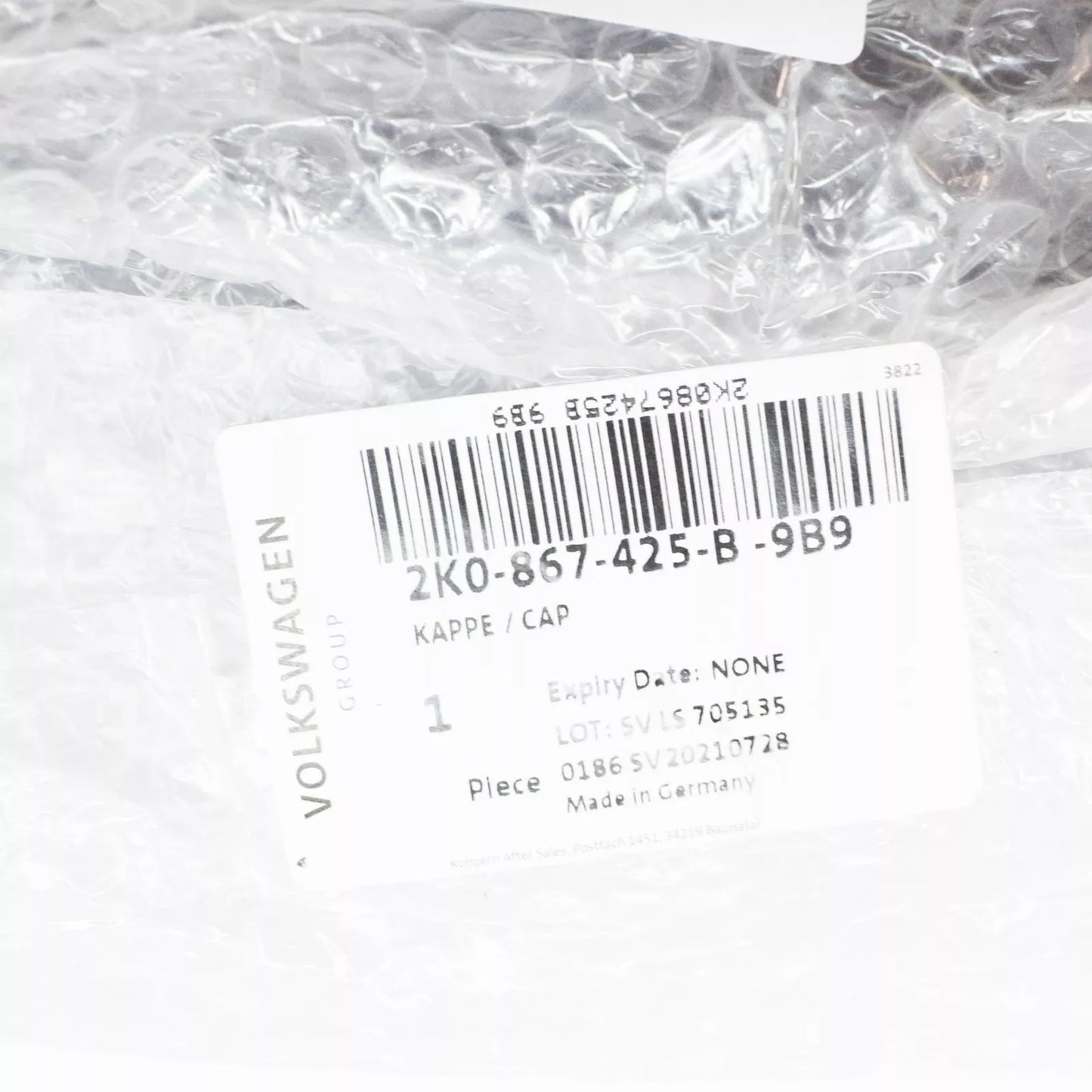 NEW VW CADDY 2K REAR WIPER MOTOR COVER CAP 2K0867425B9B9 ORIGINAL