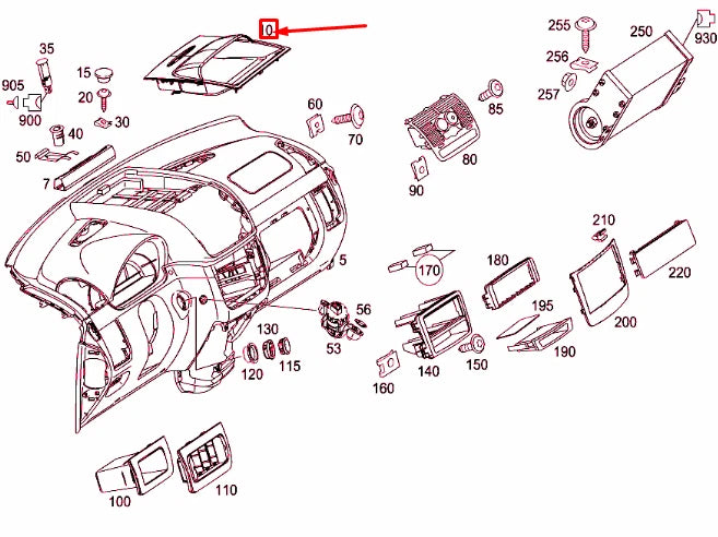 NEW MERCEDES-BENZ VITO W639 TOP DASH CENTRE TRAY A63968006919B51