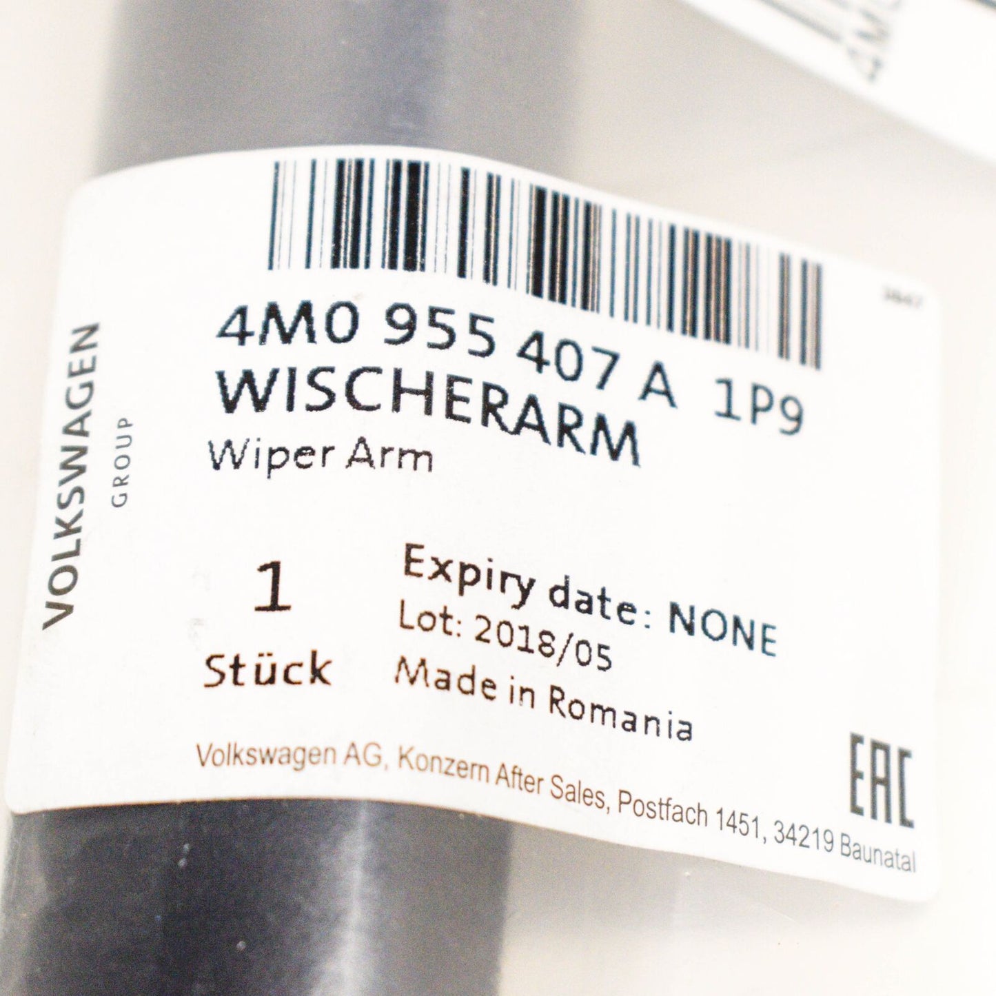 NEW AUDI Q7 4M REAR TAILGATE WINDOW WIPER ARM 4M0955407A 1P9 ORIGINAL