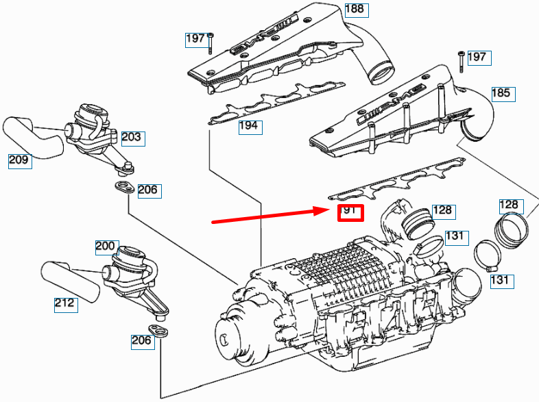 NEW MERCEDES-BENZ S W220 COMPRESSOR LEFT GASKET A1130980180 ORIGINAL