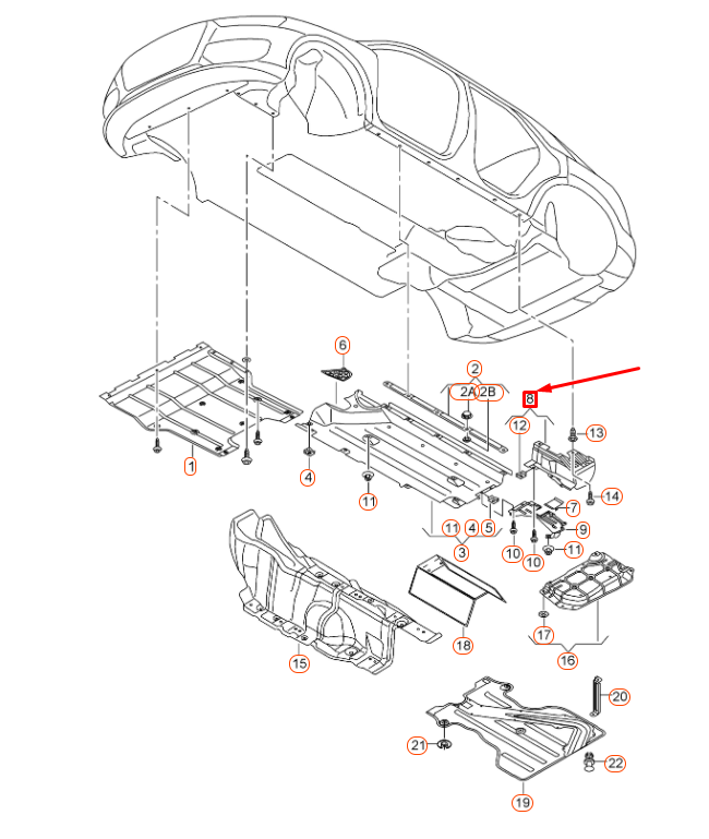 NEW AUDI Q3 8U REAR RIGHT OUTER UNDERBODY TRIM 8U0825214E ORIGINAL