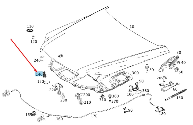 NEW MERCEDES-BENZ C W204 ENGINE HOOD SPRING ELEMENT A2048800227