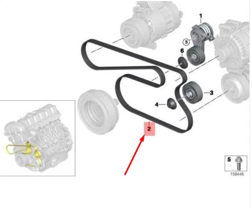 NEW BMW 5 F10 V RIBBED BELT 8PK X 1786 11287628658 7628658 ORIGINAL