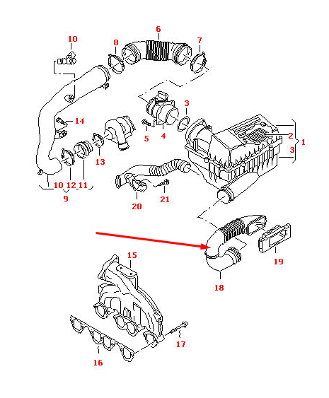 NEW VOLKSWAGEN GOLF MK5 AIR INTAKE HOSE 1K0129618AE 1.9TDI ORIGINAL