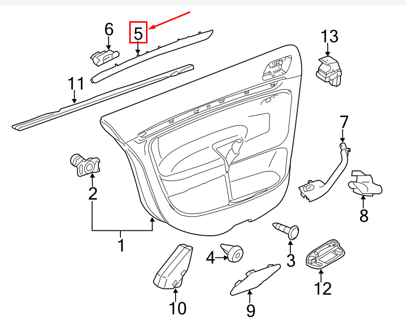 NEW VW JETTA MK6 16 REAR LEFT DOOR TRIM MOLDING 5C6867450CMP3 ORIGINAL