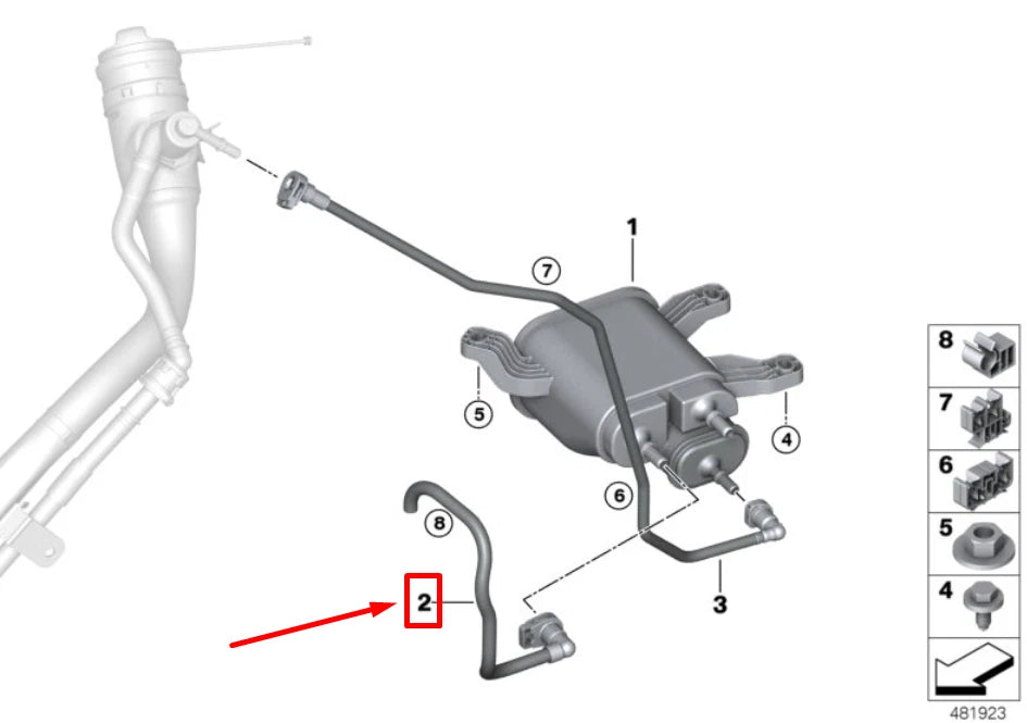 NEW BMW 5 G30 ACTIVATED CHARCOAL FILTER VENT PIPE 7373604 16117373604 ORIGINAL