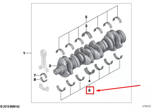 NEW BMW X5 E70 ENGINE CRANKSHAFT MAIN BEARING 7810417 11217810417 ORIGINAL