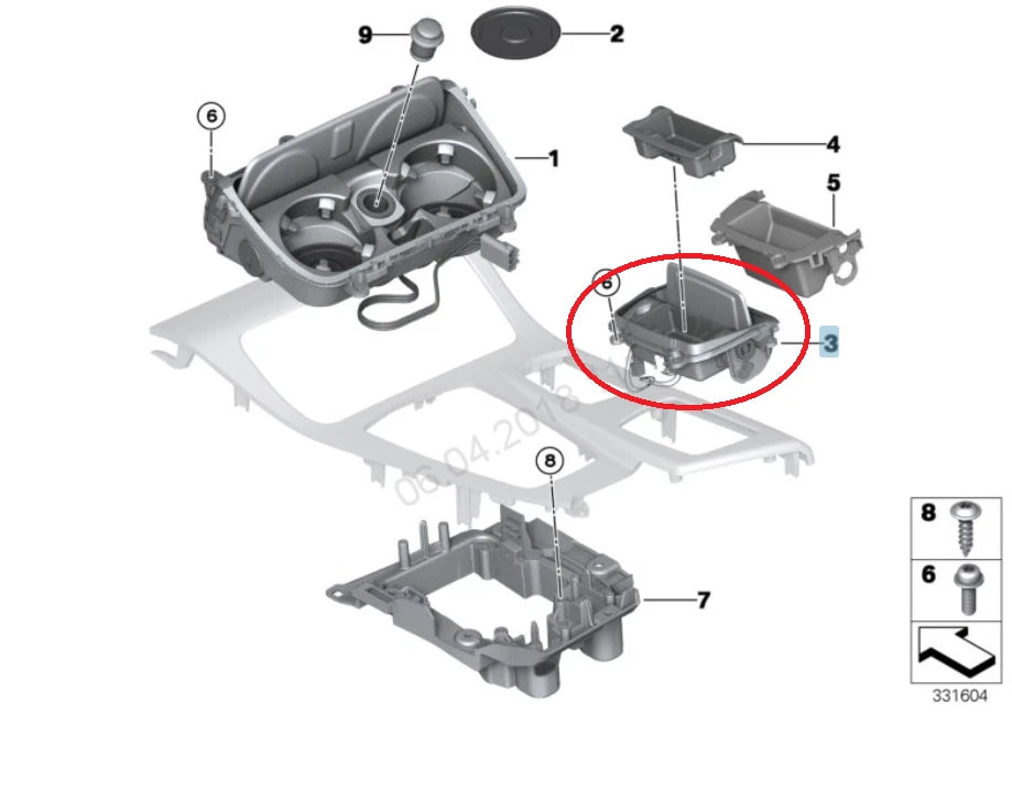 NEW BMW 5 F10 FRONT CENTER CONSOLE STORAGE BIN 9277352 51169277352 2015 ORIGINAL