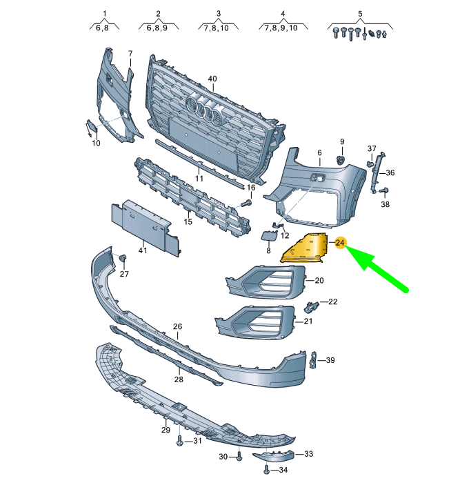 NEW AUDI Q2 FRONT BUMPER LEFT END CAP 81A807151B9B9 ORIGINAL