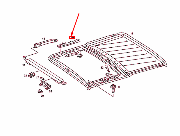 NEW MERCEDES-BENZ 190 W201 SLIDING ROOF FRAME LEFT GUIDE A1267820331 ORIGINAL