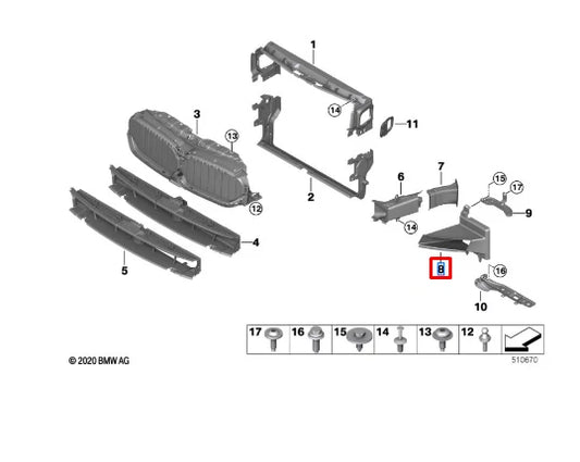 NEW BMW 5 G30 LEFT RADIATOR AIR DUCT 51748098659 ORIGINAL