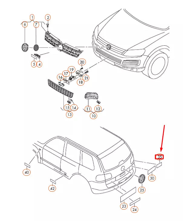 NEW VW TOUAREG 7P REAR TDI CHROME EMBLEM BADGE 7P6853675A739 ORIGINAL