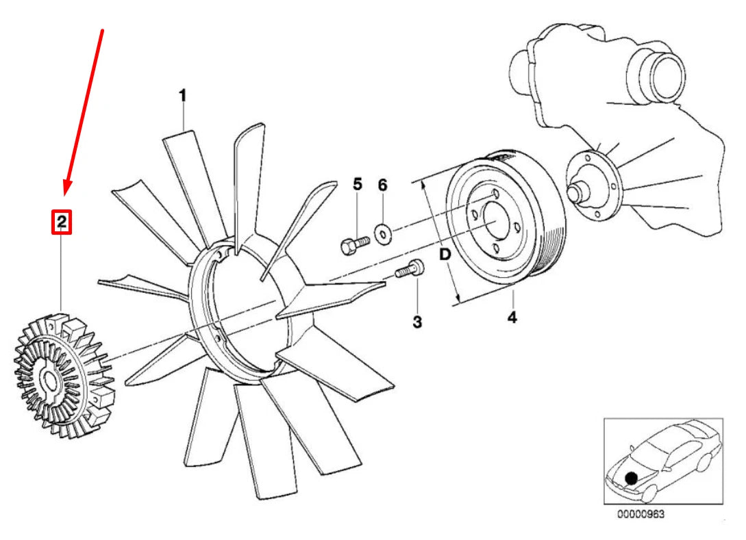NEW BMW 5 E39 RADIATOR FAN CLUTCH 11527502804 7502804 ORIGINAL
