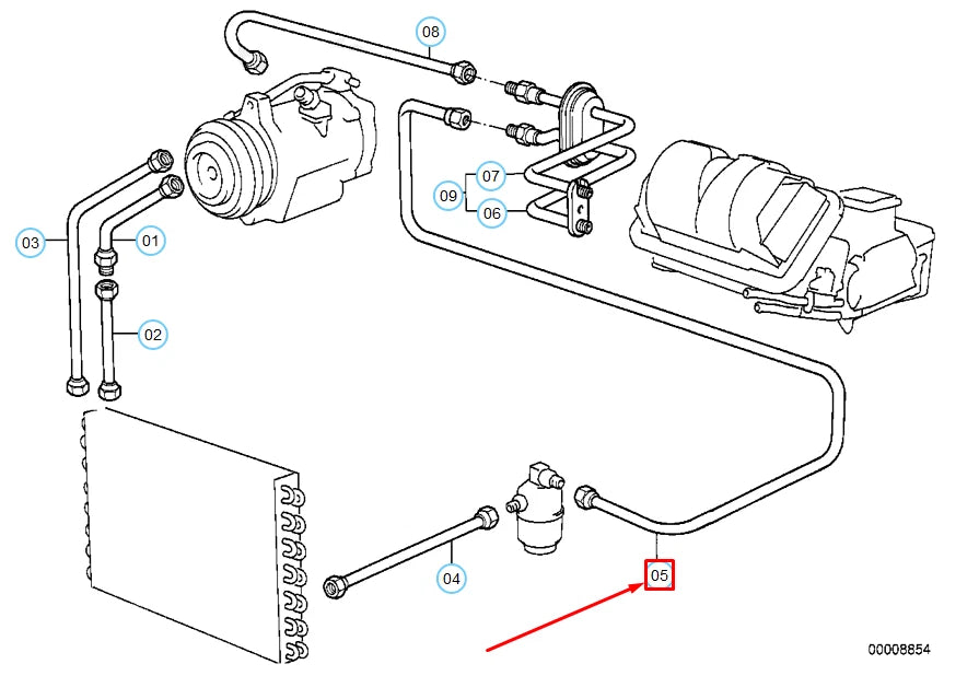 NEW BMW 3 E30 AC DRYER EVAPORATOR HOSE LINE 64538391040 8391040 ORIGINAL