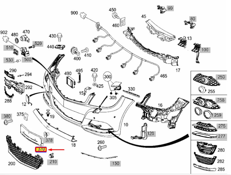 NEW MERCEDES-BENZ C W204 FRONT BUMPER NUMBER HOLDER A2048174078 ORIGINAL