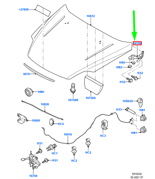 new ford mondeo mk4 front right hood hinge 7s7a-a16800-ag 1667708 original