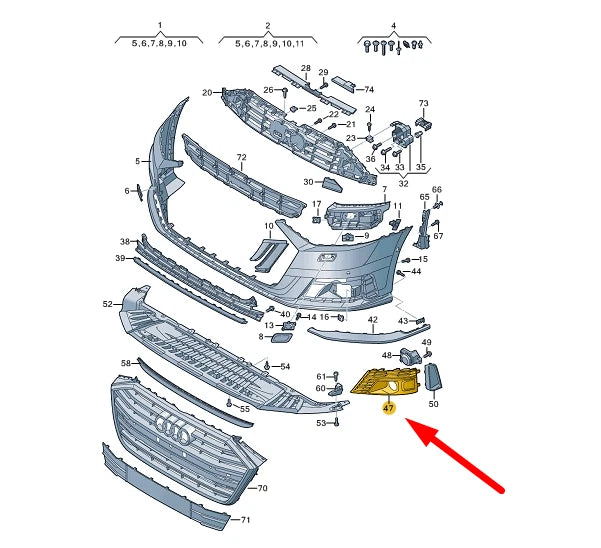 NEW AUDI A8 D5 FRONT LEFT AIR GUIDE GRILLE 4N0807679L3FZ