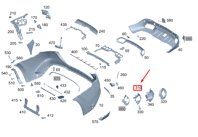 NEW MB GLE W167 REAR RIGHT EXHAUST TAIL PIPE TIP BRACKET A1678857800 ORIGINAL