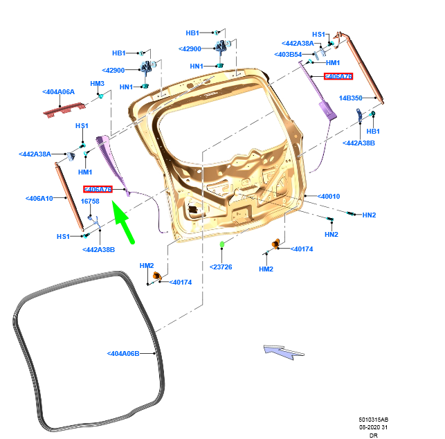 new ford galaxy mk3 luggage compartment door left cable strap 2086449 original