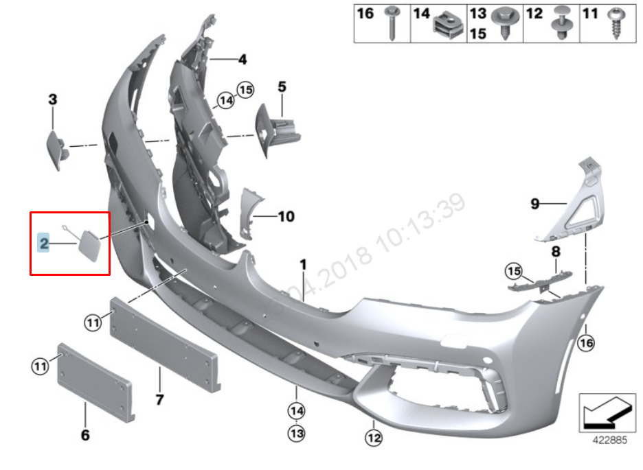 new bmw 7 g11 front bumper m sport tow eye hook cover 51118064756 2016 original
