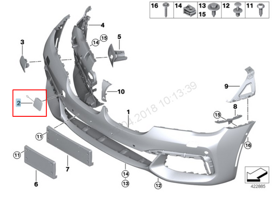 new bmw 7 g11 front bumper m sport tow eye hook cover 51118064756 2016 original