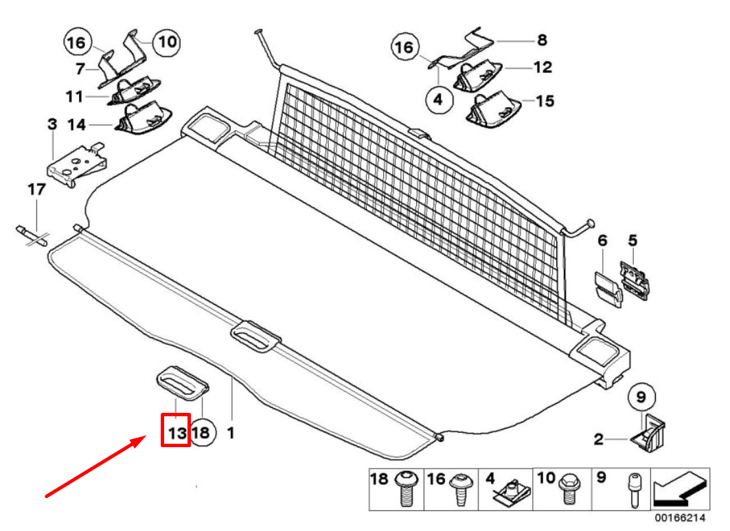 new bmw 3 e91 extending cargo cover pull handle 9129647 51479129647 original