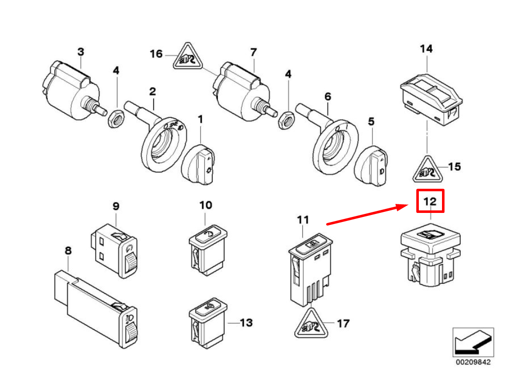 new bmw 7 e38 central locking switch 8360828 61318360828 original