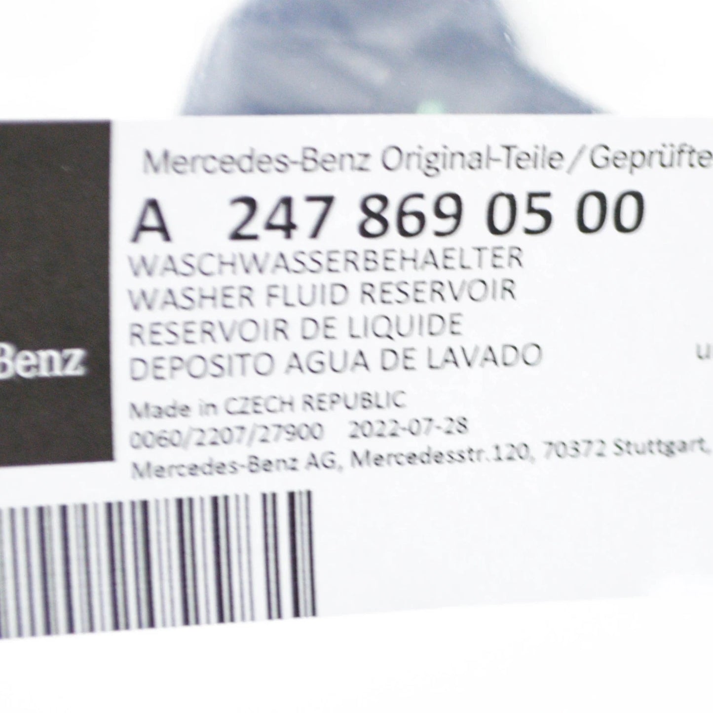 NEW MERCEDES-BENZ GLB X247 WINDSHIELD WASHER TANK A2478690500 ORIGINAL