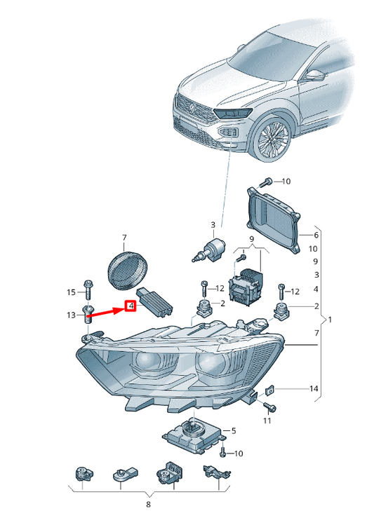 new volkswagen t-roc a11 front headlight led light 2ga941476 original