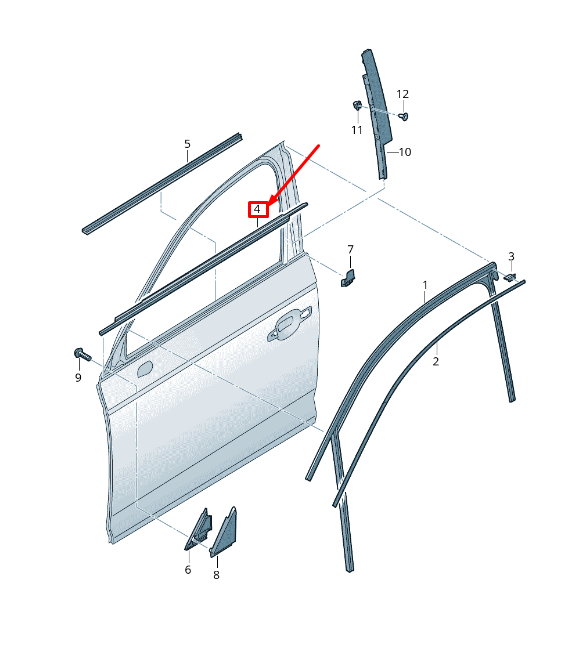 new audi a4 b9 rear right outer door window aperture seal 8w0837478b original