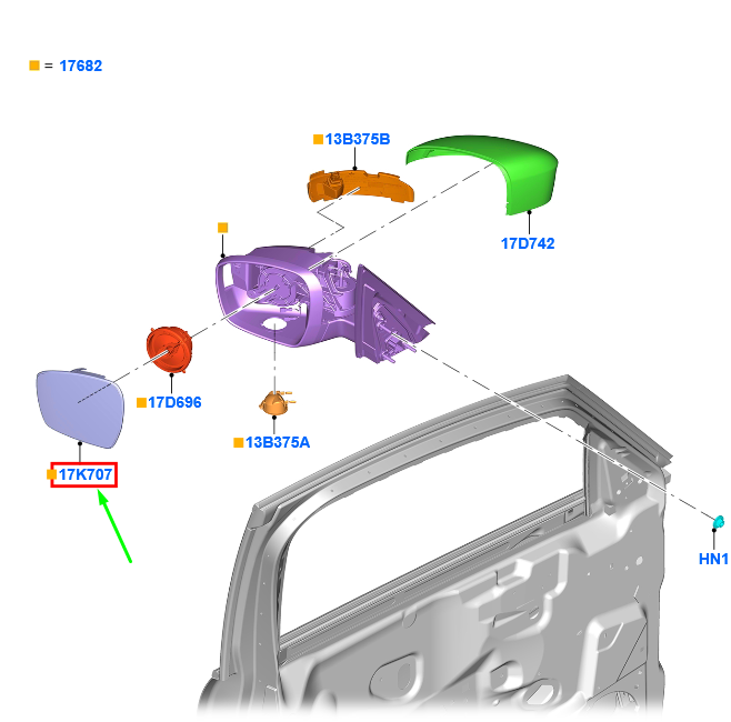 new ford galaxy mk3 front right door mirror glass lhd 2516236 original