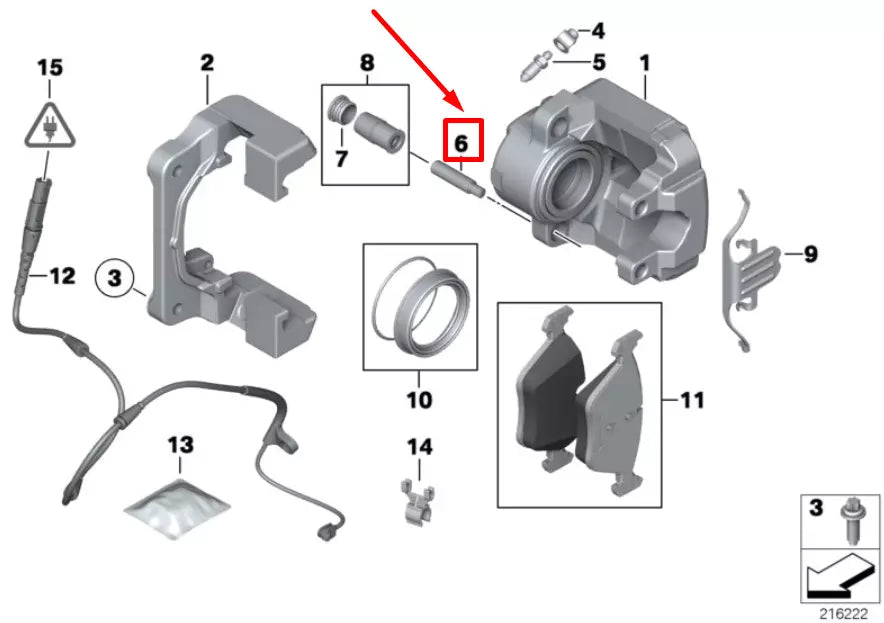 NEW BMW X6 F16 BRAKE CALIPER GUIDE SLEEVE 6776934 34116776934 ORIGINAL