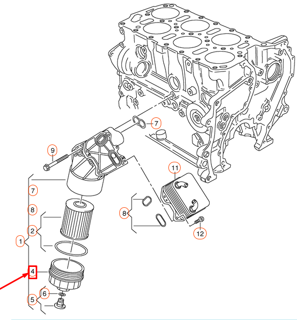 NEW VOLKSWAGEN PASSAT CC OIL FILTER HOUSING CAP COVER 03H115433 ORIGINAL
