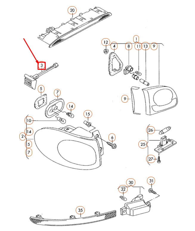 NEW VOLKSWAGEN TIGUAN 5N REAR TAIL LIGHT ADJUSTMENT ELEMENT 5N0945167B