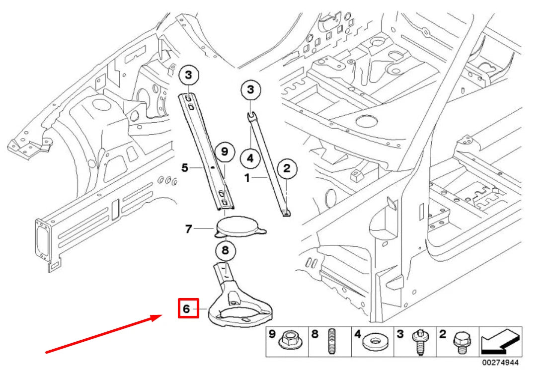 NEW BMW 3 E90 LEFT STRUT TOWER MOUNTING RING 51618055091 8055091 ORIGINAL
