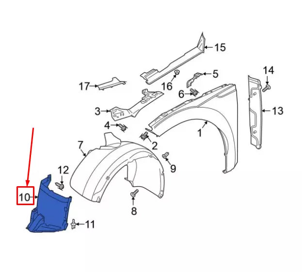 NEW VW ARTEON 3H FRONT RIGHT FENDER LINER EXTENSION 3G8805912J ORIGINAL