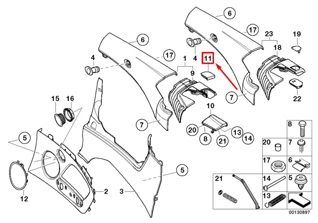 NEW BMW 3 E46 REAR LEFT INTERIOR TRIM COVER LHD 7022385 51717022385 ORIGINAL
