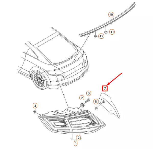 NEW AUDI TT 8S MK3 REAR RIGHT TAIL LIGHT TRIM 8S0945254 ORIGINAL